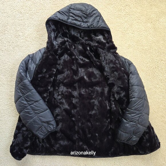 NWOT Reversible Coat--Nylon Shell, Furry Lining, Primaloft Insulation Lands' End - Picture 11 of 12